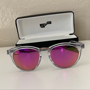Smith ‘Questa’ Sunglasses (Crystal/Pink mirror)